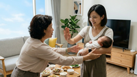 媽媽-嬰兒-長輩-年輕媽媽拒絕親戚抱小孩