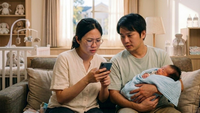一家三口-育兒-爸爸抱著小孩