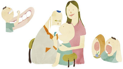 插畫-小孩看牙-健康檢查